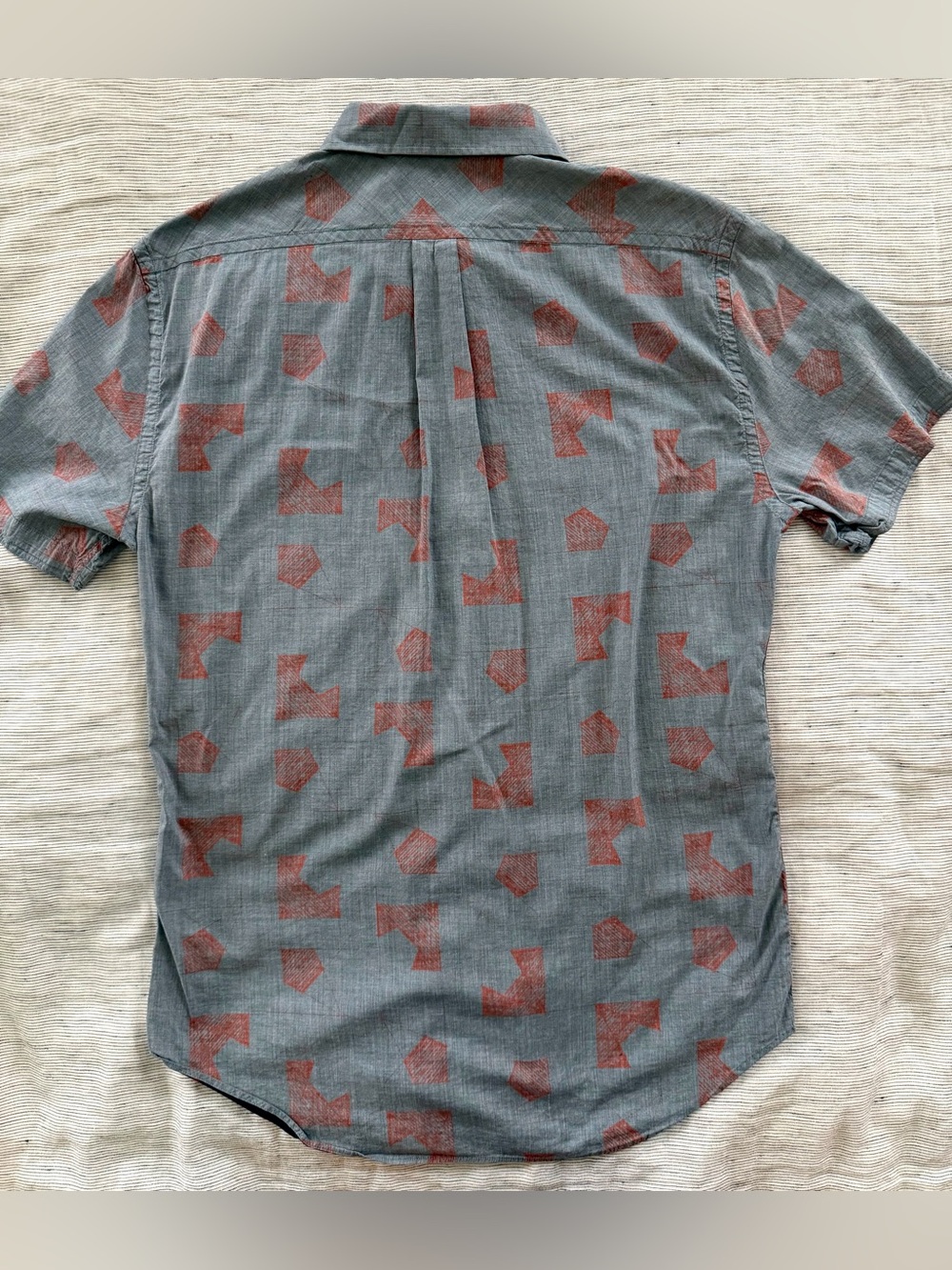 Billy Reid Lightweight Patterned Short-Sleeve Button Down Shirt - Slim Medium - Picture 6 of 8
